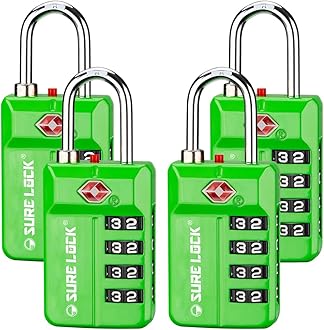 TSA Approved Travel Luggage Locks, Open Alert Combination Lock for School Office & Gym Locker,Toolbox, Pelican Case,Green 4 Pack