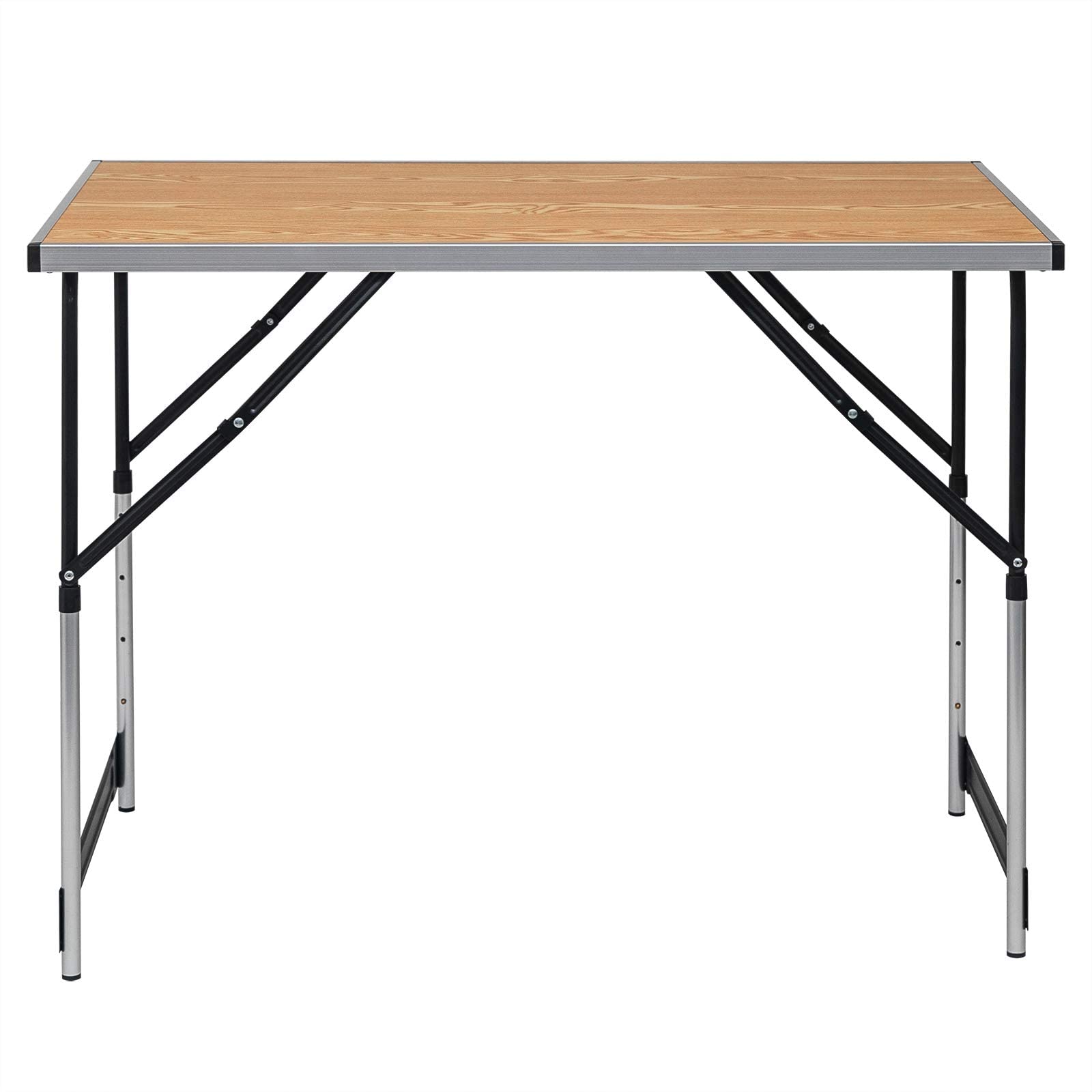 eSituro SCPT0006 Table de Jardin Pliable, Hauteur Réglable(73-94cm), Table Camping Rectangle en Aluminium,Chêne, Super Légre 100x60x94cm