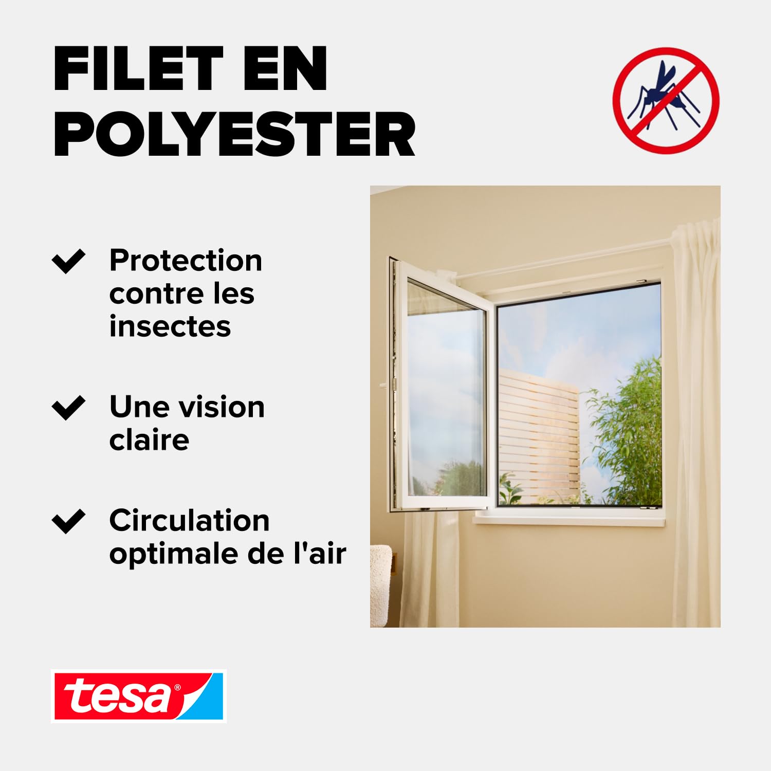 tesa Insect Stop Moustiquaire Auto-agrippante Prem. 3X 135x155 cm Anthrac.