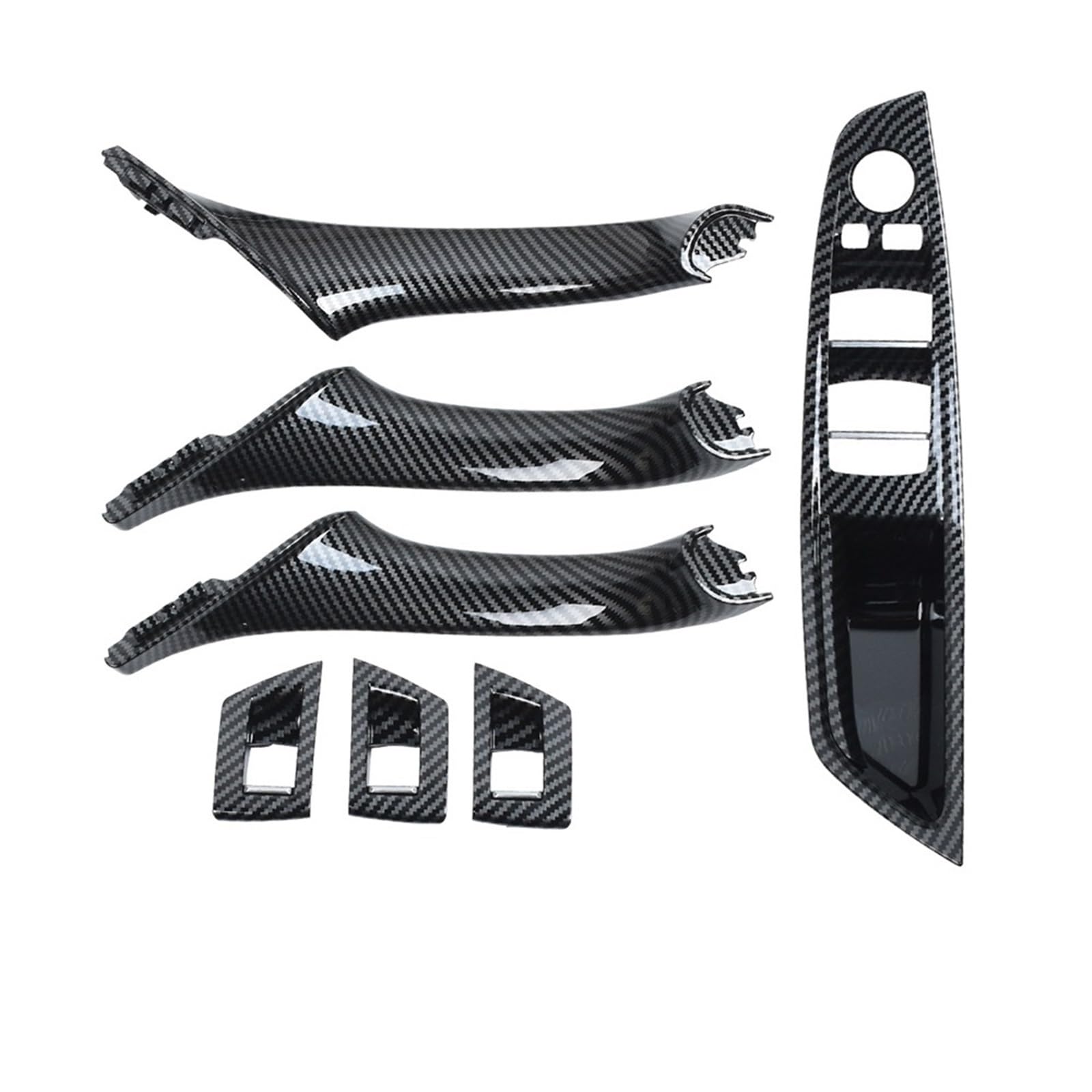 OEXRIGRU Car Interior Door Handles for BMW 5 Series F10 F11 520i 523i 525i 528i 530i RHD Car Interior Door Handle Armrest Panel Pull Trim Cover(RHD Carbonfiber Set)