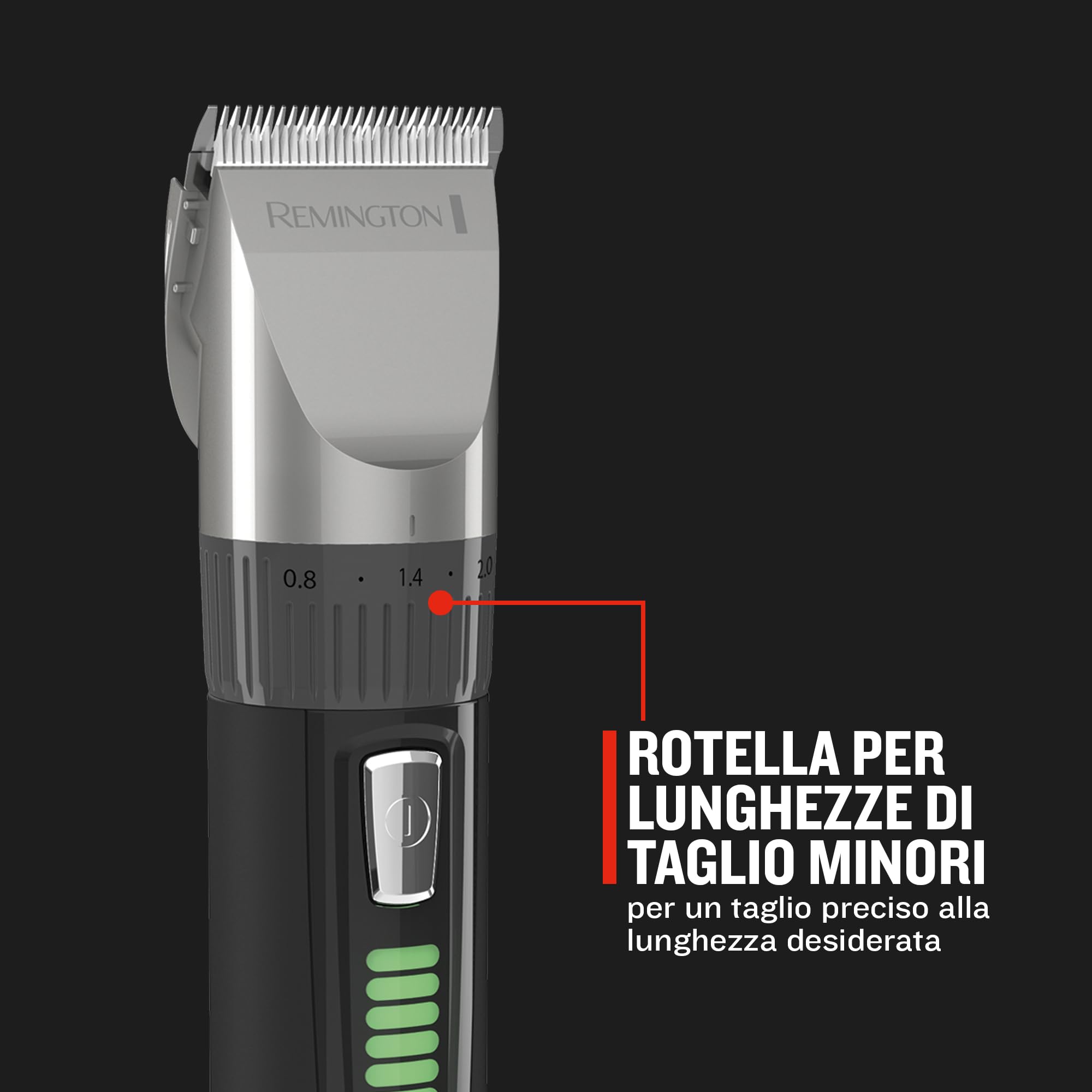Remington Tagliacapelli Professionale - Lame in Ceramica autoaffilanti - 10 pettini, Funzionamento a rete-batteria, Batteria al litio a lunga durata, Custodia pro in alluminio, Mantella, HC5811