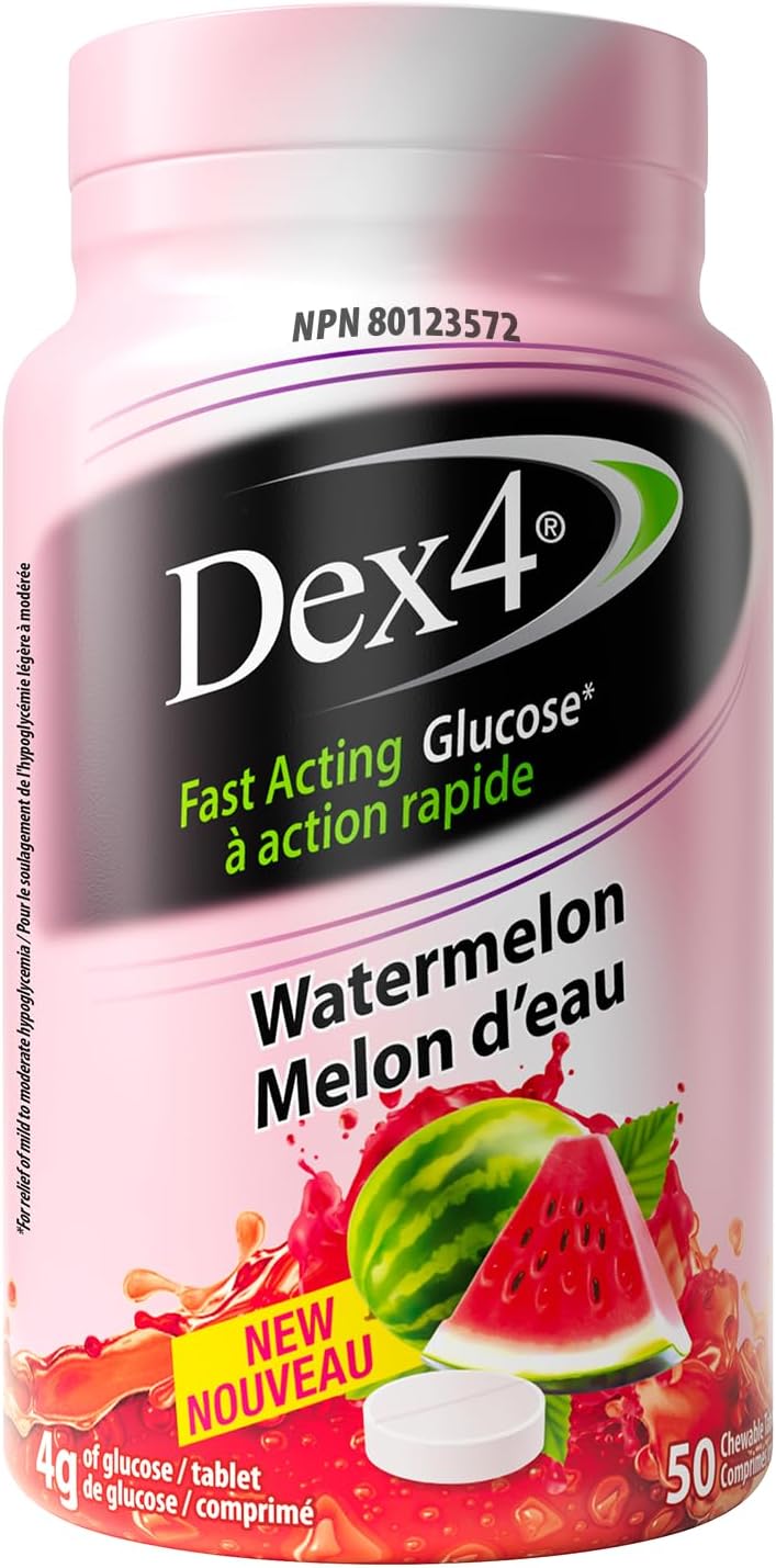 Glucose Tablets, Fast Acting Sugar Supplement, Watermelon, Each Tablet Contains 4 g of Fast-Acting Carbs, Easy to Track Pre-Measured Servings, 50 Count