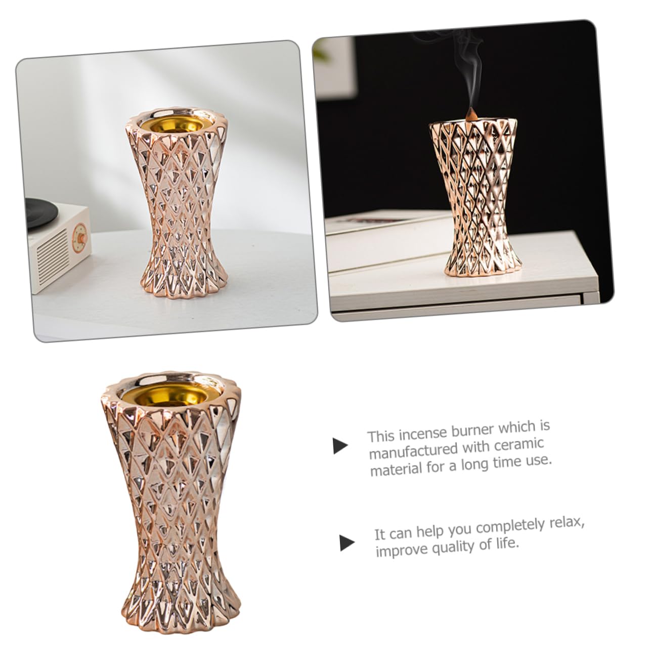 Bruciatore Incenso Ceramico Stile Europeo per Bastoncini | Centrotavola Vintage, Uso Desktop, Effetto Aromaterapia e Atmosfera Misteriosa