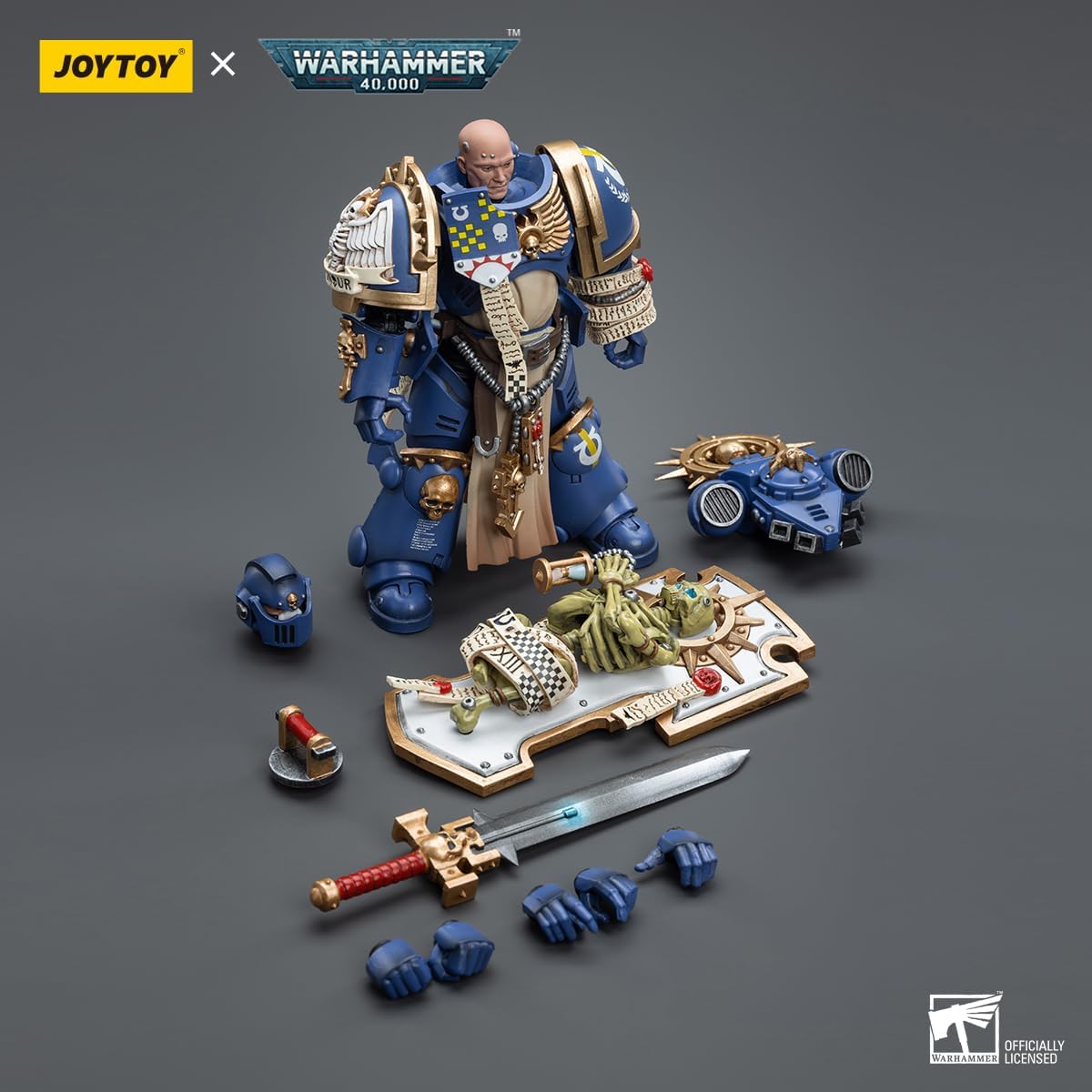 JOYTOY × Warhammer 40k 1/18 Action Figure Ultramarines Primaris Captain with Relic Shield and Power Sword Joy Toy Model