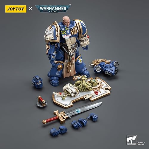 Miniatura 6 de HiPlay JoyToy Warhammer 40K Ultramarines Primaris Capitán con escudo de reliquia y espada de poder a escala 118 Figura de acción coleccionable