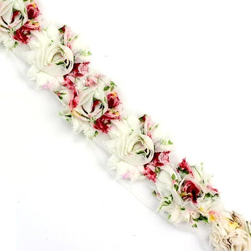 Miniatura 1 de DIY PARK Vestido de novia de gasa 3D deshilachada con ribete de flores de encaje para bebé (2.5 pulgadas, 14 piezas, flores, floral)