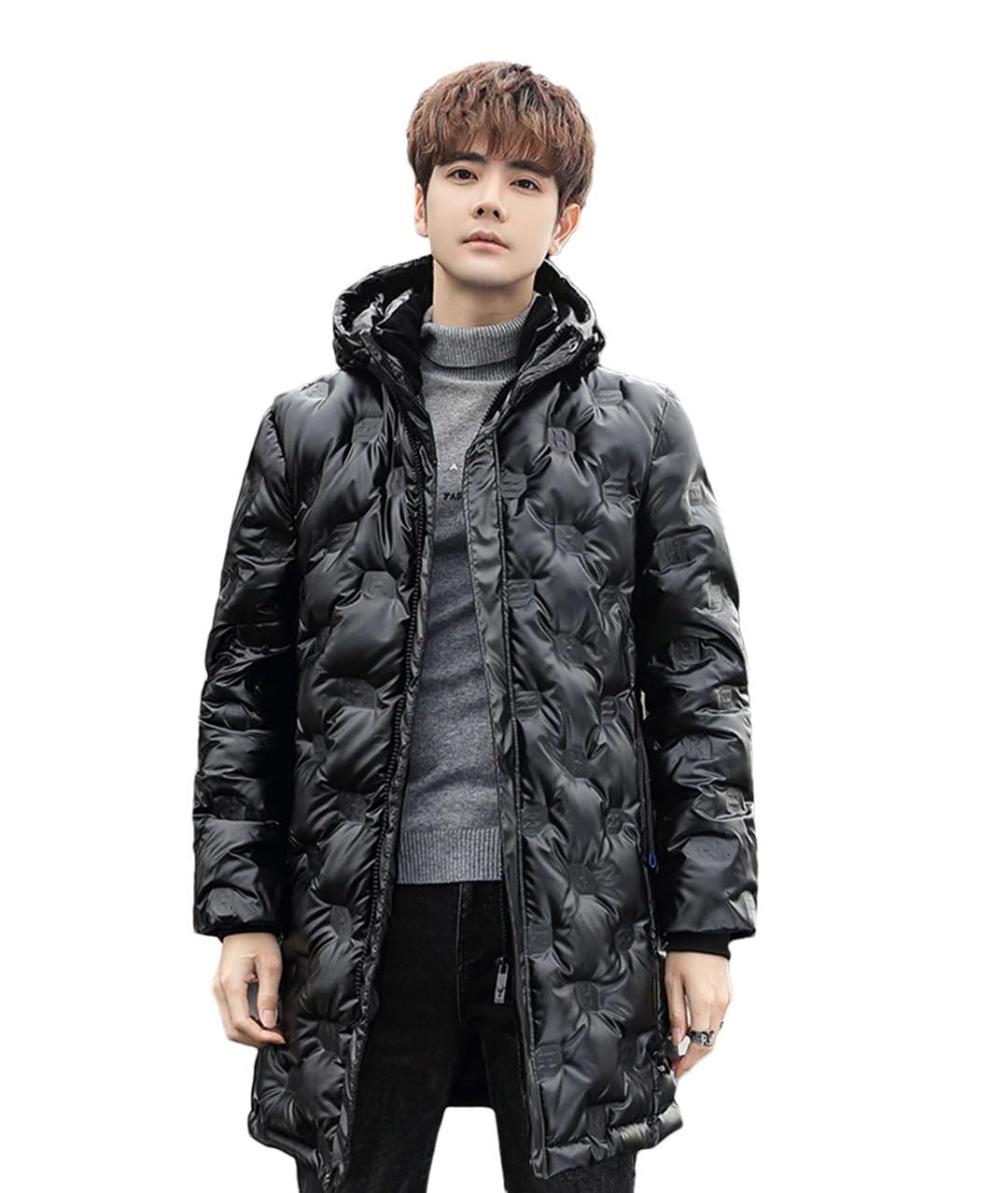 Piumino da uomo lungo spesso bianco caldo piumino d'anatra cappotto invernale piumino con cappuccio parka
