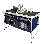 CampLand Outdoor Folding CampingTable with Aluminum Lightweight Height Adjustable with Storage Organizer Picnic Table for BBQ, Party, Camping(Bamboo)