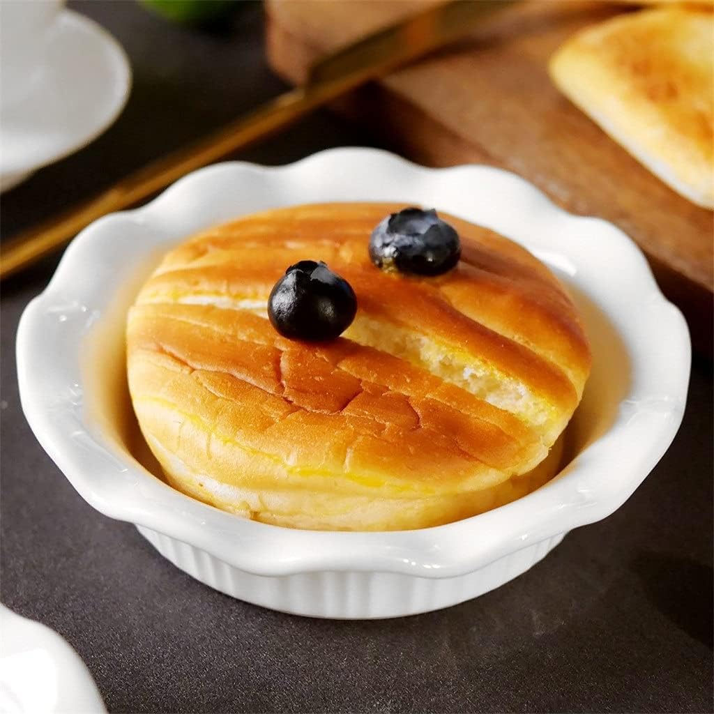 6/12-Piece 200ML White Porcelain Round Bakeware Pie Pizza Pan Glaze Baking Dish for Cooking Cake Dinner(14x14x3.5cm) (Size : 12-Piece)