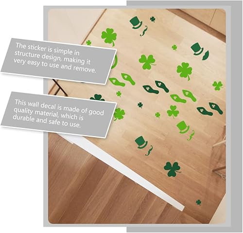 Miniatura 7 de ABOOFAN 1 juego de calcomanías de pared de trébol de pared Decoraciones para Salas de Casa Lucky Day Decoraciones de duendes huellas de suelo