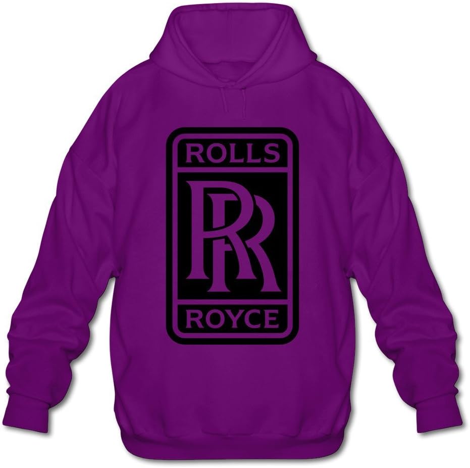 Men's Rolls Royce Logo Long Sleeve Hooded Sweatshirt Small Purple Apparel