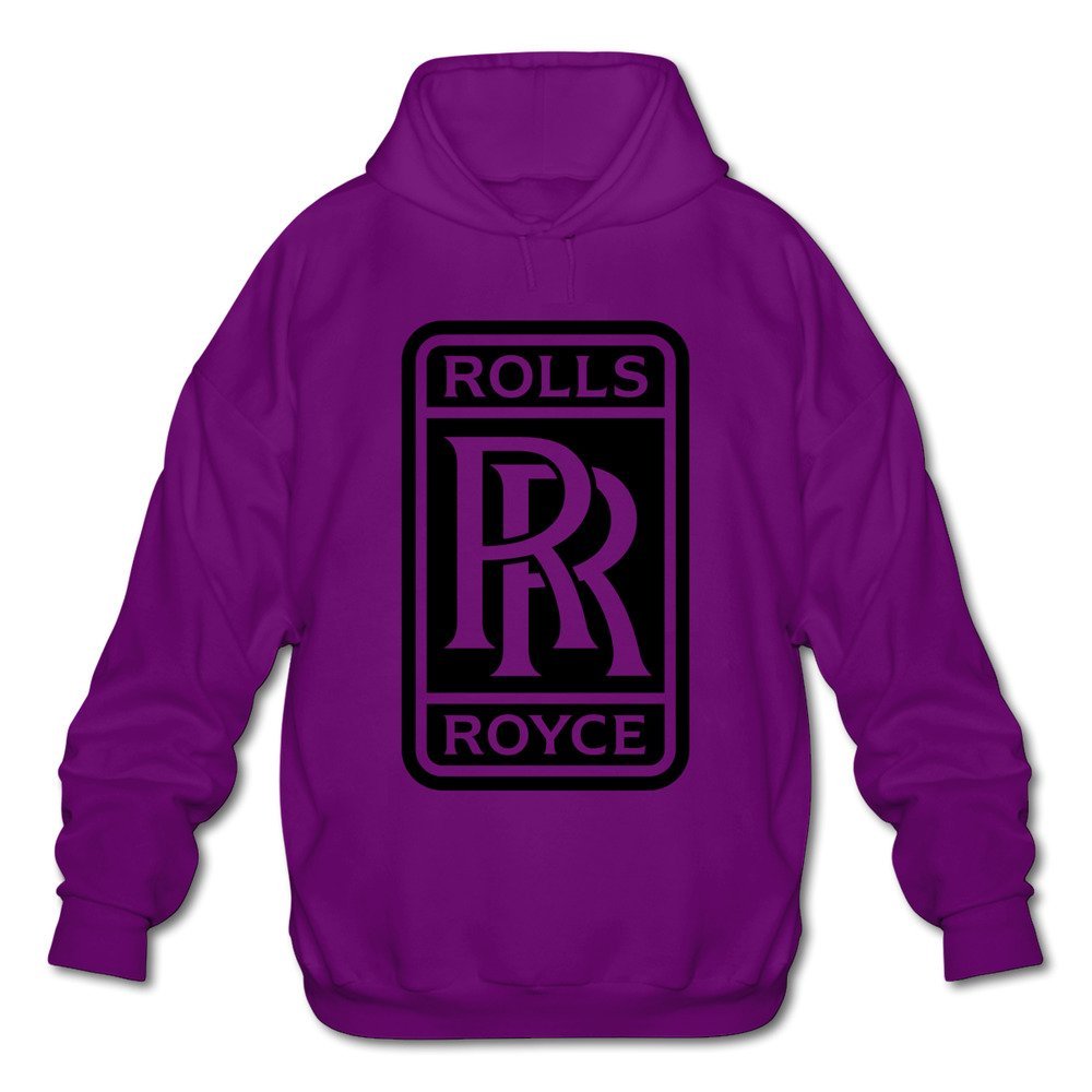 Men's Rolls Royce Logo Long Sleeve Hooded Sweatshirt Small Purple Apparel