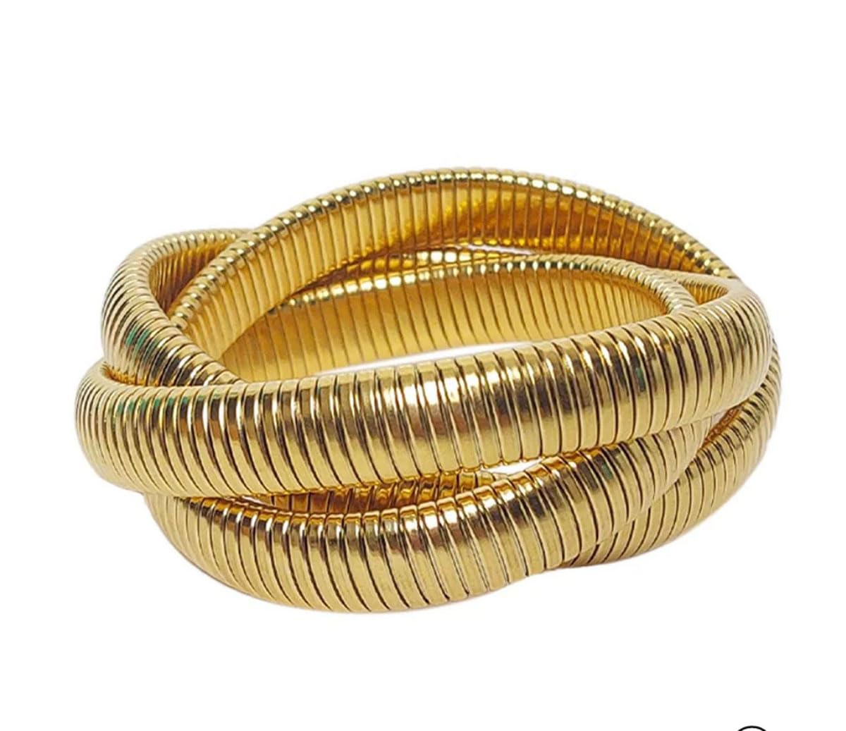 Fuschianet Flexible Golden Spiral Triple Layer Hoop Bangle Bracelet for Girls and Women (B0CNYNKD59) Amazon Price History, Amazon Price Tracker