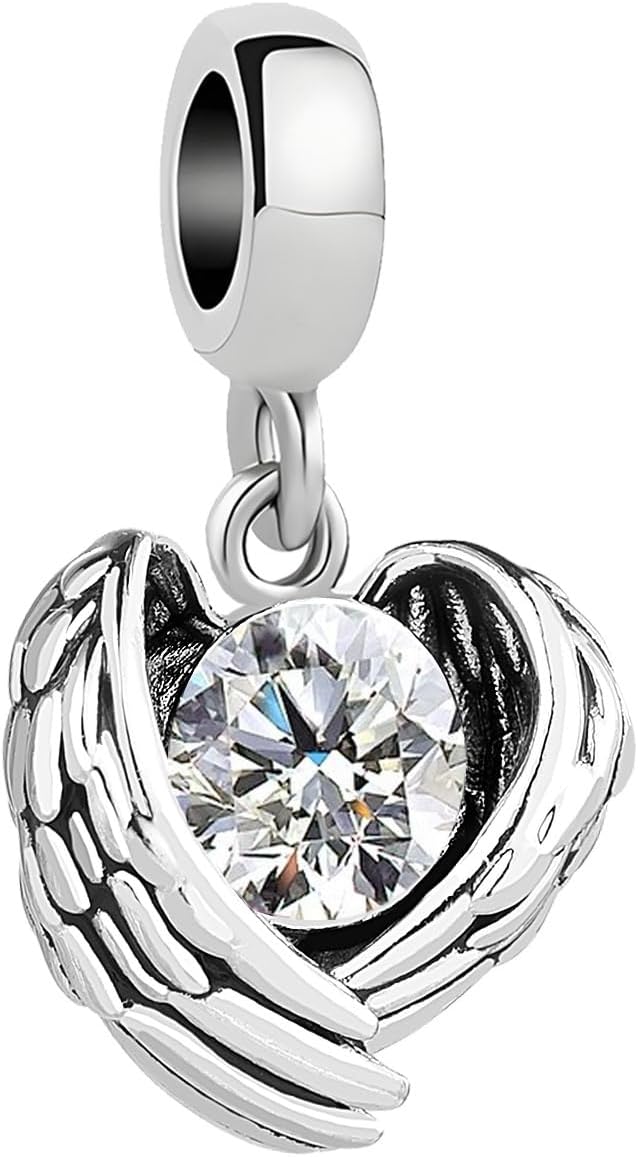 KunBead Guardian Angel Heart Wings Birthstone Dangle Birthday Charms Compatible with Pandora Charm Bracelet for Women - Image 2