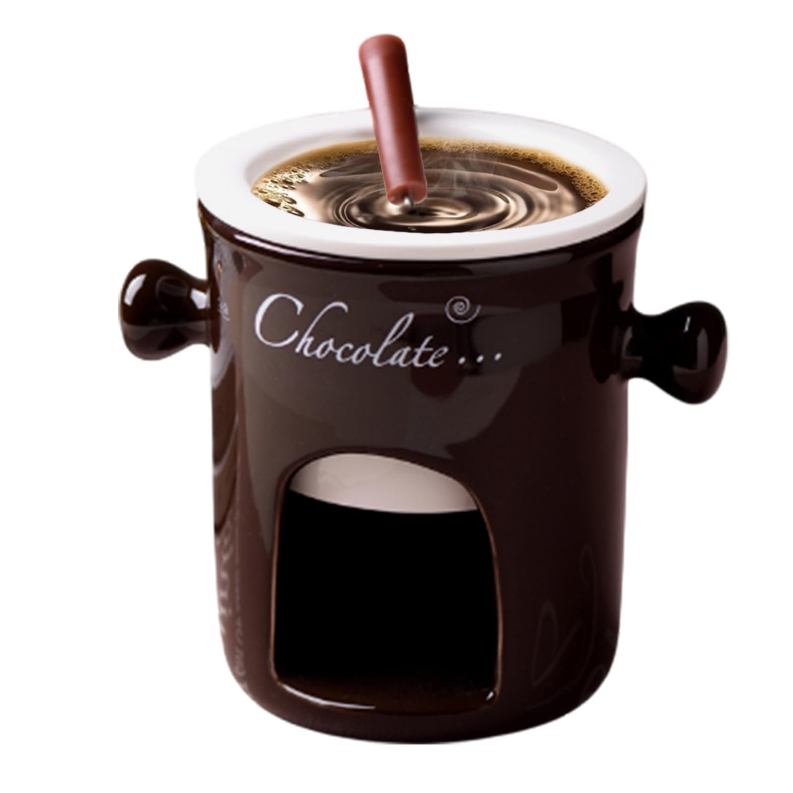 Fondue-Tasse aus Keramik, tragbarer Schokoladenwärmer, glasiertes Mini-Serviergefäß, elegantes Dessert-Dip-Accessoire, Mahlzeiten im Freien, lässige Anlässe, kreative Geschenkwahl, verbessert leckere