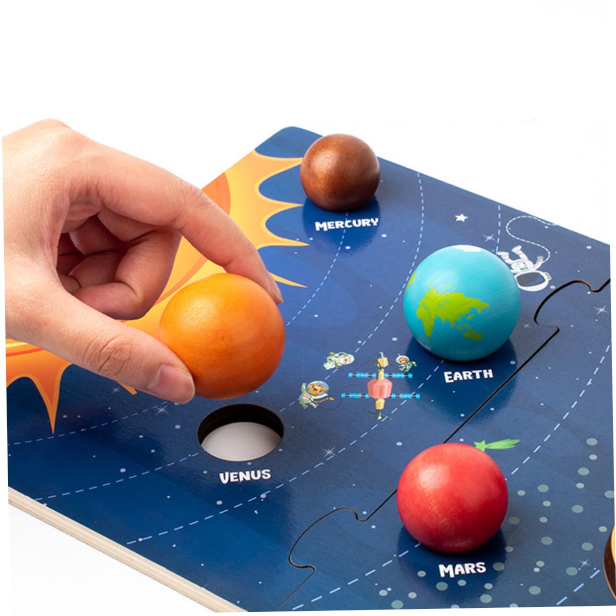 Juego Educativo de Rompecabezas Espaciales de Madera 8 Planetas Montessori para Niños, Mejora la Memoria y Aprendizaje del Sistema Solar