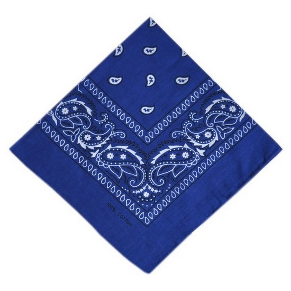 PURECITY Lot Grossiste 12 Bandana Foulard Coton Motif Paisley Cachemire - Plusieurs Coloris Disponibles (5# Bleu Roi)