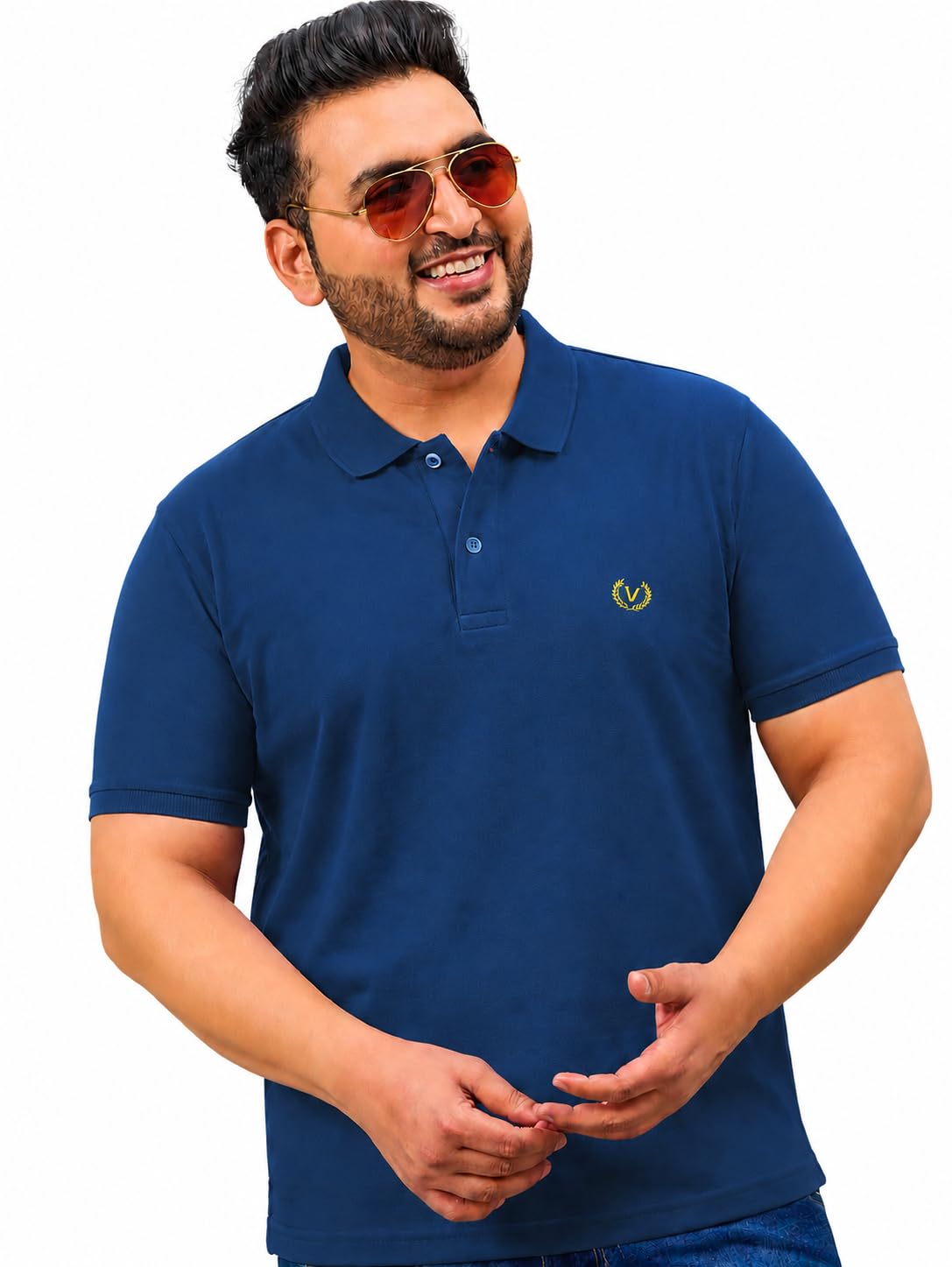 mack jonney Plus Size Men's Solid Polo T-Shirt | Premium Cotton Blend Collared Half Sleeve Regular Fit Casual Polo Tee for Men-MJ-1-picture-35