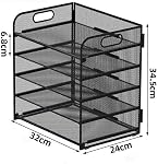 ECIC 5 Boîtes de papier Organisateur de la lettre de l'organisateur avec poignée-Mesh Desk Organisateur des fichiers, Trieuse de papier pour bureau, maison ou école, noir