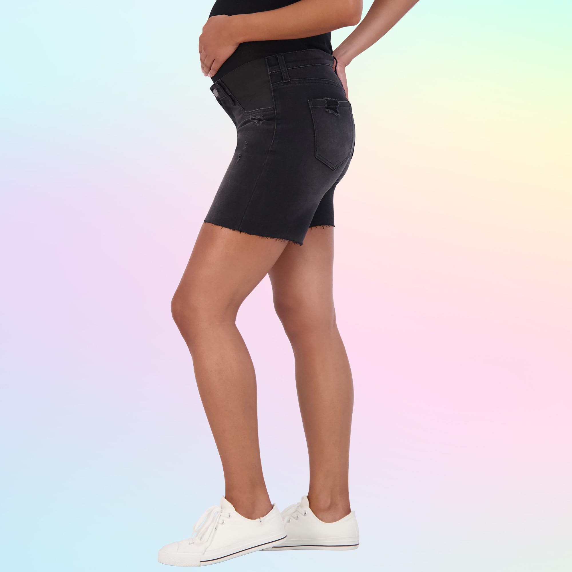 Savi Parker Damen Umstandsshorts Unterbauch mit elastischem Band Einsatz - Sommer Casual Umstands-Bermuda Shorts - 17,8 cm Schrittlänge