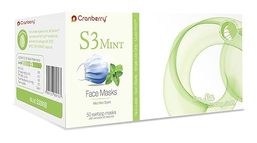 S3090B Cranberry Series S3090 - Mascarilla con aroma a menta para las orejas, color azul (paquete de 50)