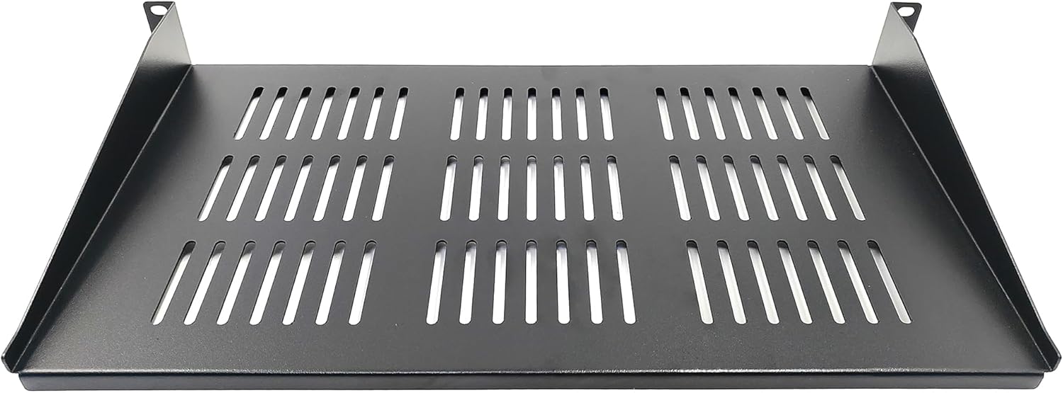 2-Pack 1U Vented Cantilever Server Rack Shelf, 10"(25 cm) Depth for Standard 19"(48.3 cm) Network Cabinet, Data Center, AV Equipment, and IT Rack Mount