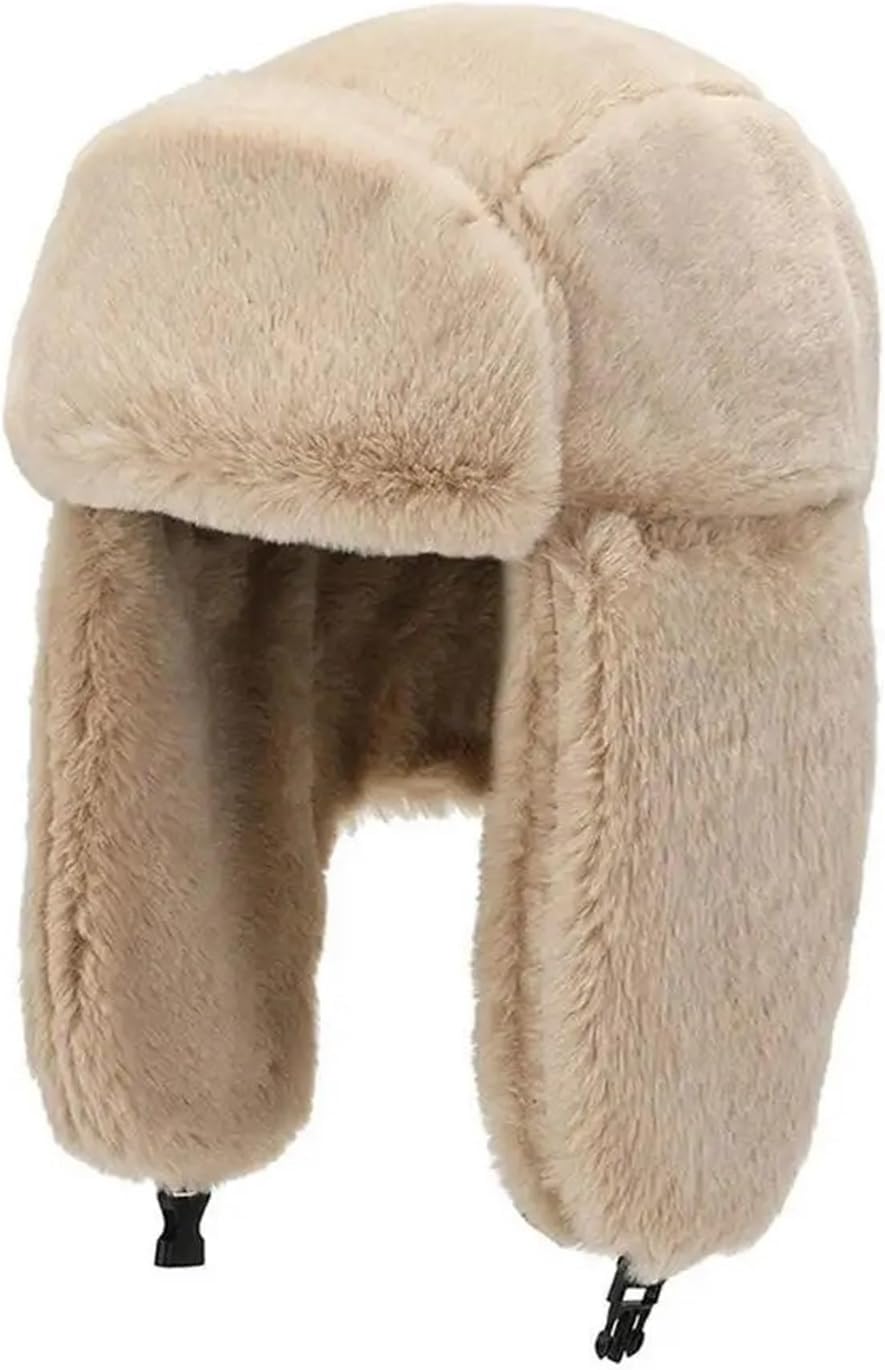 Trapper Hat 2pcs Women's Winter Thickened Warm Beanie Russian Caps Earflap Pilot Hat for Women Men