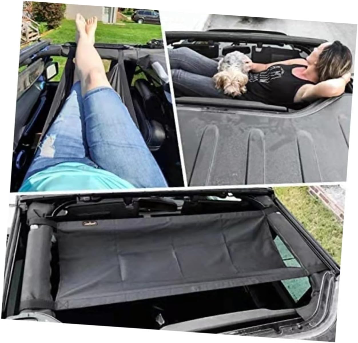 Mikikit 2pcs Portable Car Roof Hammock Oxford Cloth Vehicle Roof Sunshade for Jku Jlu Comfortable Rest Area Easy Setup Reduces and Heat