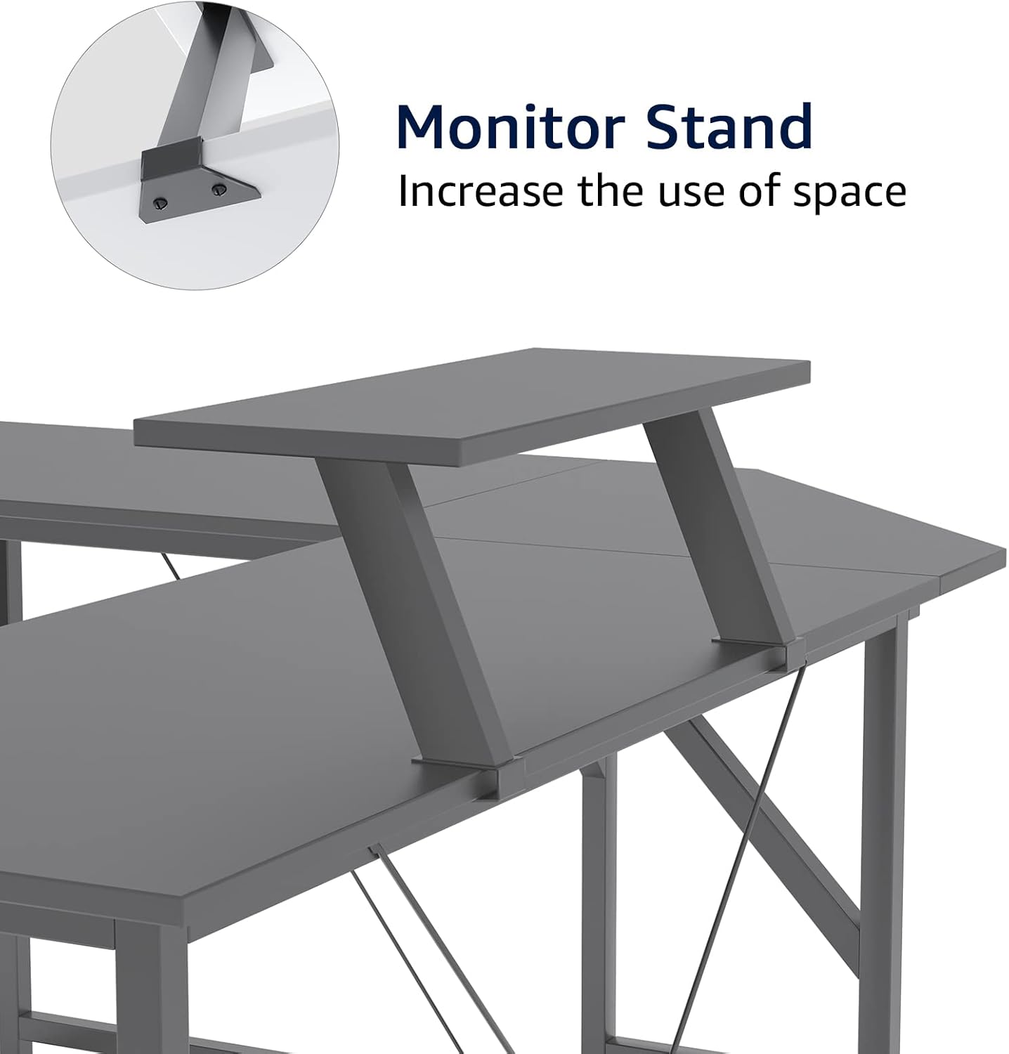CAIYUN L Shaped Gaming Desk, 59" Computer Corner Desk, Computer Desk with Monitor Stand, Small Desks for Small Spaces, Game Desk with Storage Bag and Headphone Hook, Black