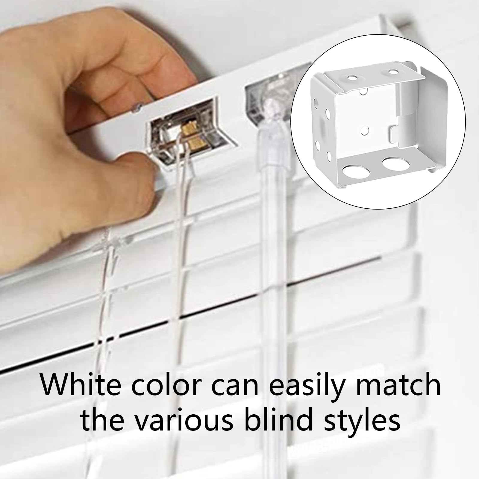 GIONAR 2PCS Venetian Blind Brackets, White Window Profile Box Mounting Brackets, Square Headrail Track Holder - Image 3