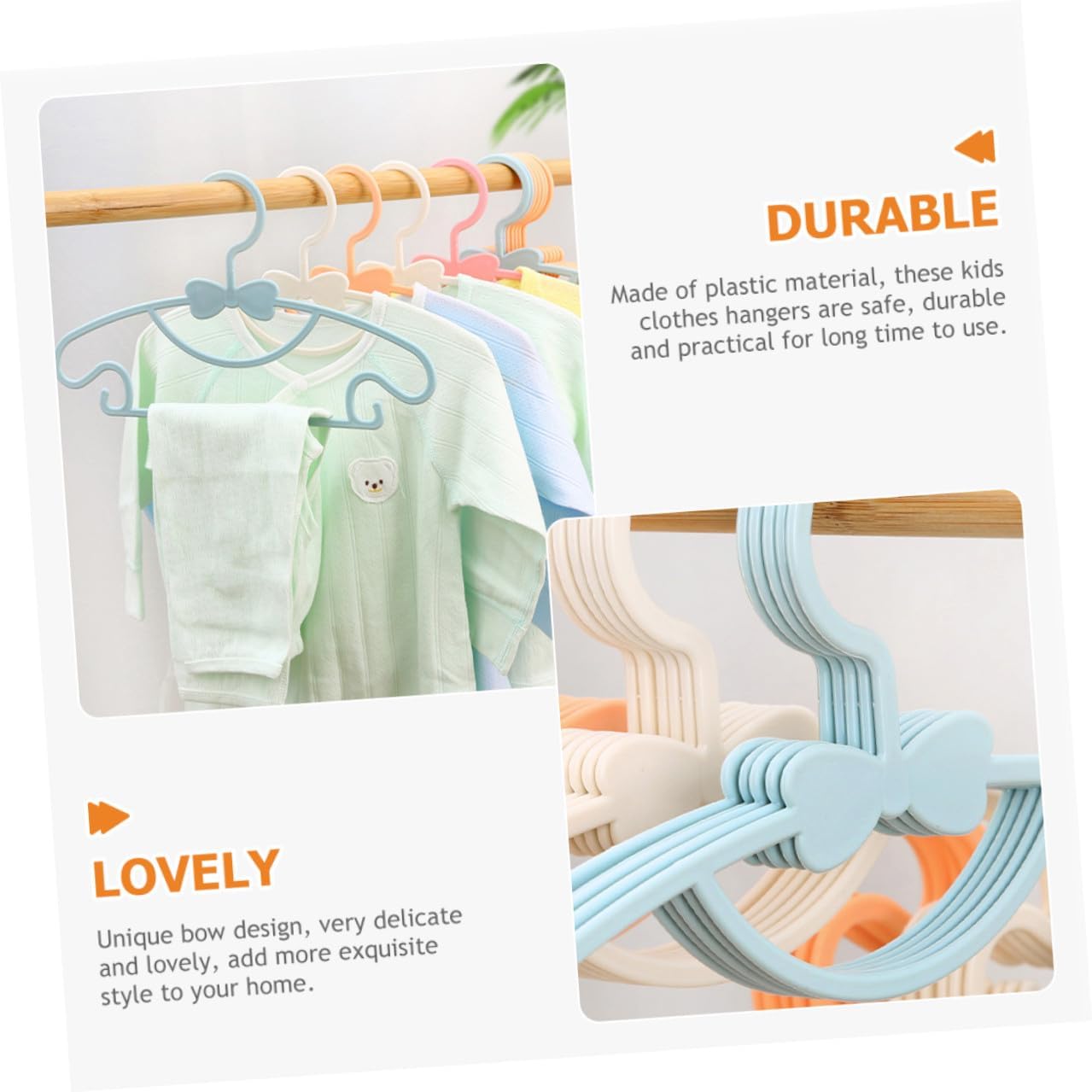 Garneck 100pcs Plastic Clothes Hangers Thickened Plastic Hangers with Bow Clothes Drying for Boys and Closet Organization Random Color