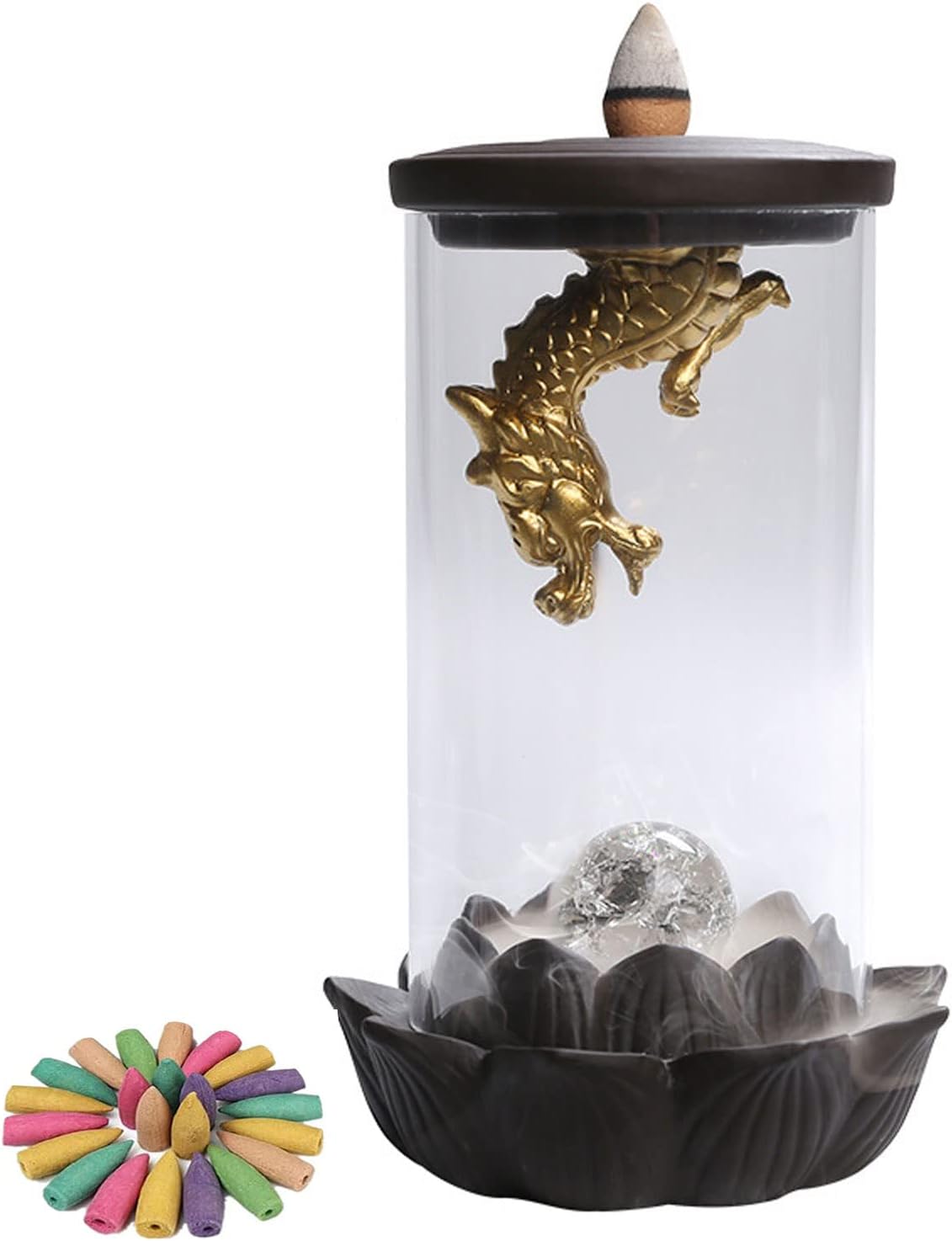 Ceramic Xianglong Waterfall Incense Burner with 20 Incense