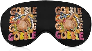 Gobble Thanksgiving Turkey Pumpkin 8 X 4 Inch Sleep Mask for Women Men Adjustable Strap Eye Cover Sleeping Blindfold for Travel Nap