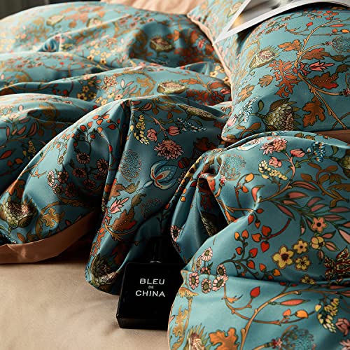 Oranfran DCS-FH01 Vintage Style Duvet Cover Set,5 Pcs Boho Comforter Cover Set,Paisley Floral Bedding Set,Green Floral Duvet Cover,Queen Duvet Cover,Soft Reversible Design thumb #4
