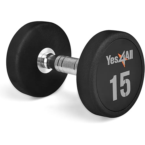 Yes4All Urethane Dumbbell with Anti-Slip Knurled Handle 5-50 LB for Muscle Building - Sold Individually