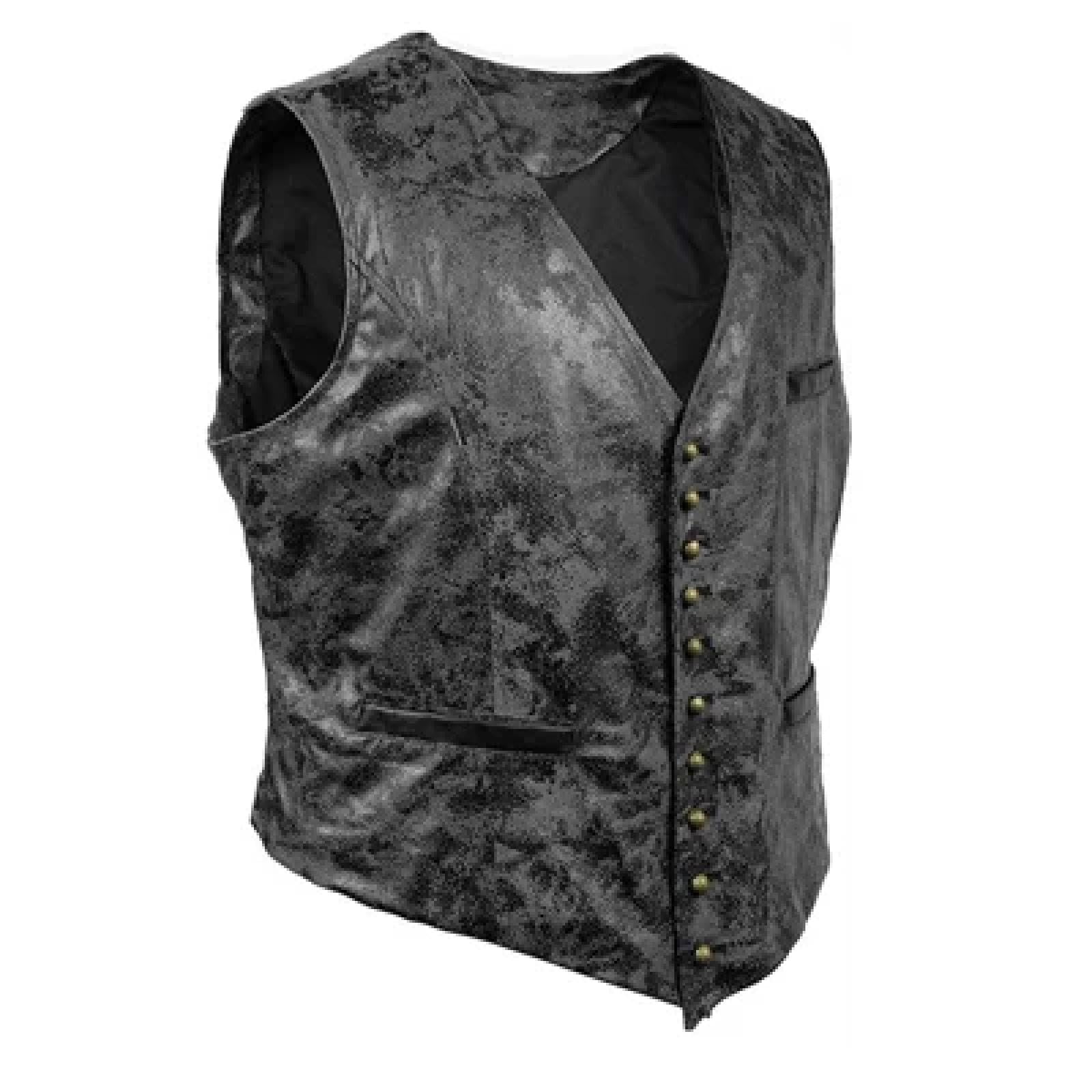 Weste Vest Herren Weste Vintage Lässig Leder Jacke Mit V-Ausschnitt Ärmellose Herren Retro-Werkzeug-Westen Kleidung
