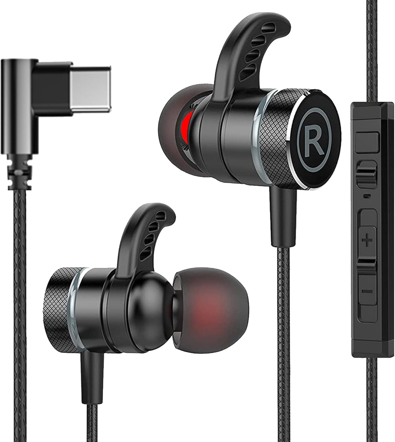 KASOTT USB C Headphone for Samsung Wired Earbuds Magnetic in-Ear Type C Earphone with Microphone Volume Control Deep