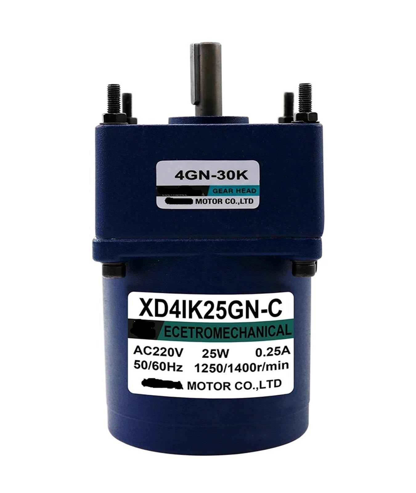 AC Motor De Velocidad Ajustable Motor Motorreductor de Engranajes de CA de 220 V y 25 W con Motor monofásico de capacitancia y Velocidad Fija, Motor pequeño(200rpm Only Motor)