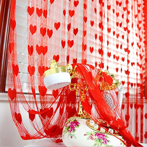 Valentines Day Window Curtains - 41x72 Inch Romantic Hearts Shaped Lace Curtains Window/Bathroom Curtains Decorations