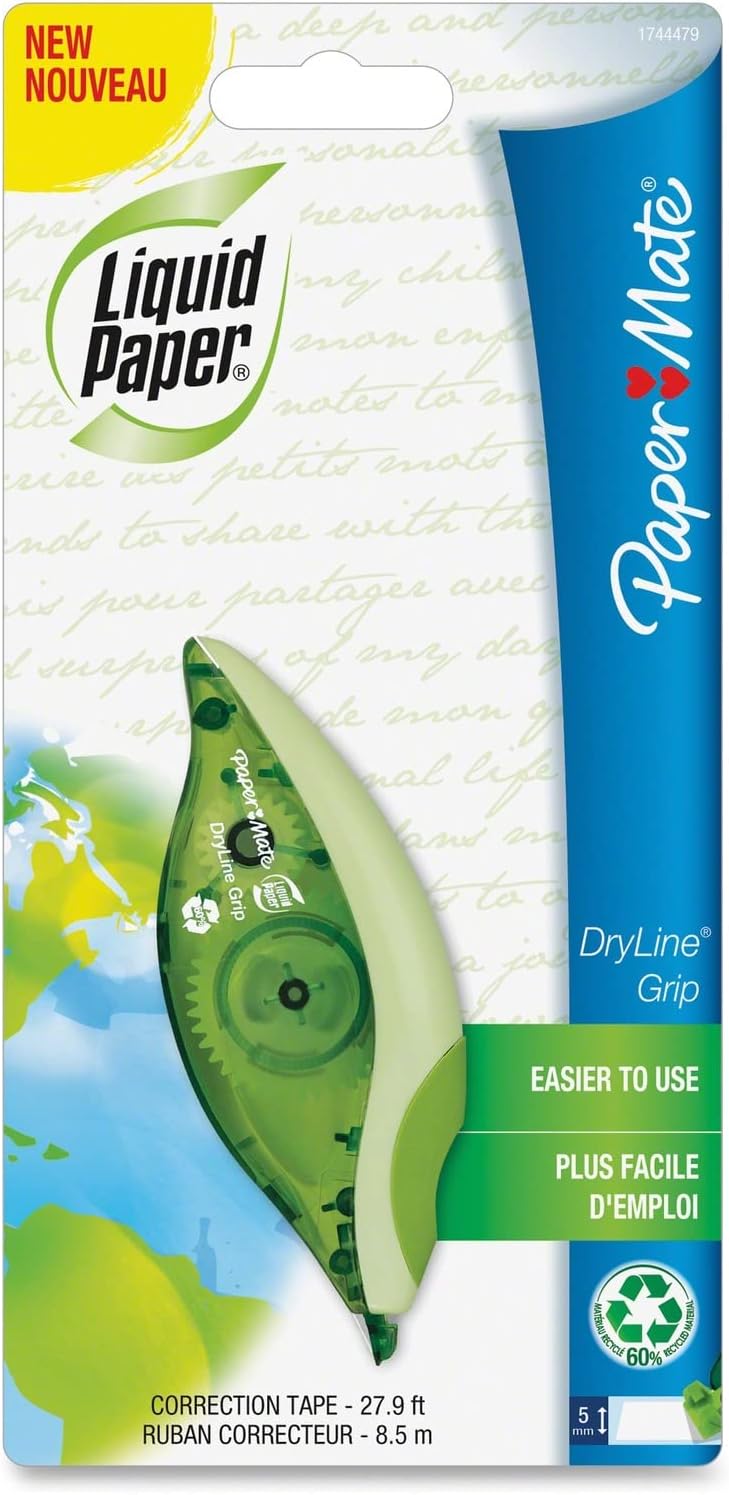 Paper Mate DryLine Grip Correction Tape, Recycled, 1 Count
