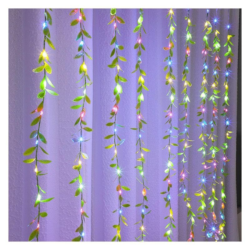 One94Store 180 LED Multicolor Artificial Leaf Curtain String Lights, 3x1m Decorative Fairy Lights with 8 Lighting Modes for Home, Balcony, Wedding, Party, Diwali & Christmas Decoration