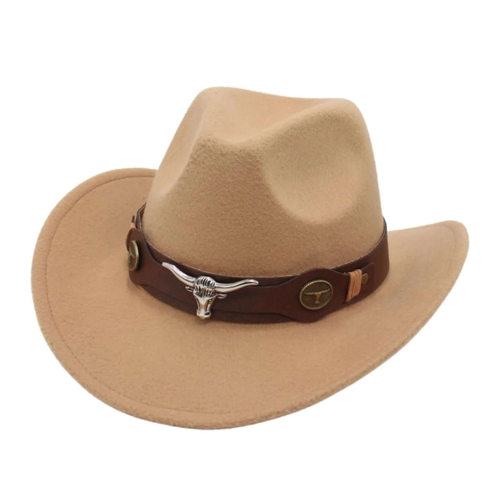 Sombrero de vaquero con accesorios cabeza buey y banda vaca, sombrero copa estilo tibetano, étnico, gorra vaquera ala enrollada Para Halloween y Festivales