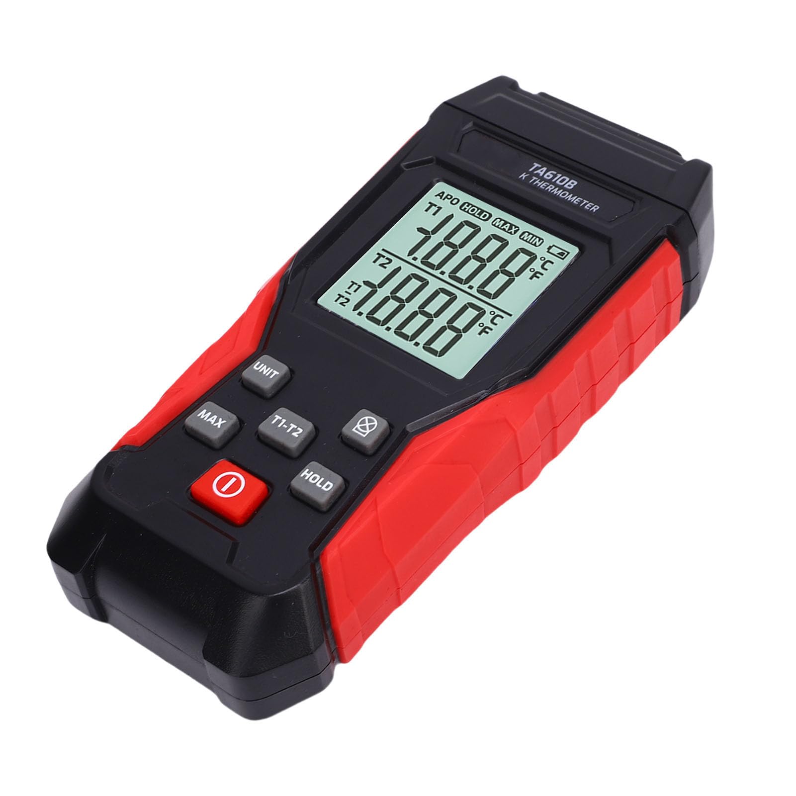 Digitales Thermoelement-Thermometer Typ K, Zweikanal-Thermoelement-Thermometer mit Sonde, Messbereich -328°F bis 2501°F