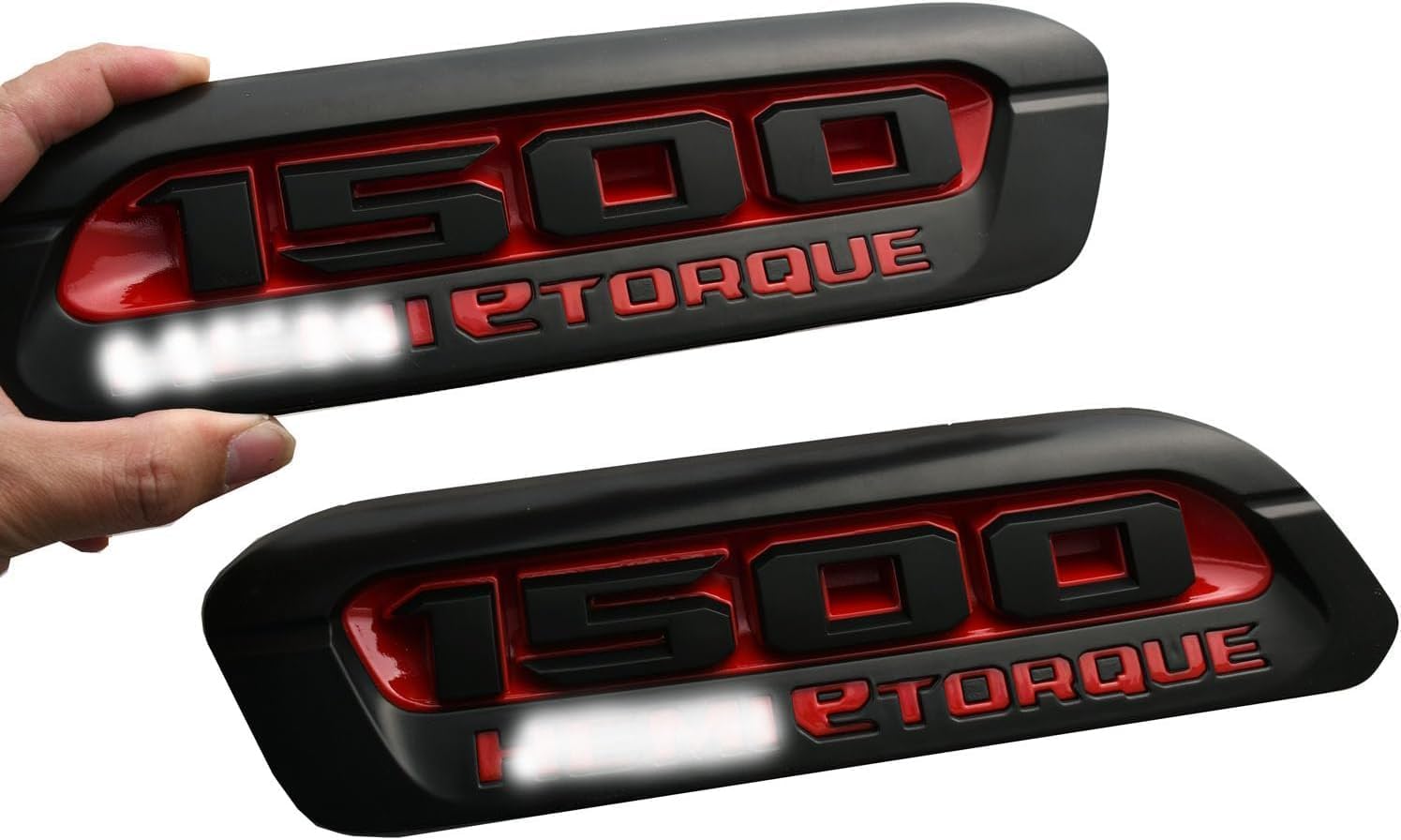 Pair Set 1500 Etorque Exterior Badges Emblems Hood Left Right Side Badge Compatible with fits 1500 68500543AA 68500544AA (Red)