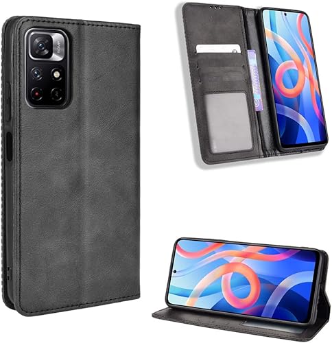 Miniatura 7 de Jielangxin Keji Funda para Xiaomi Poco M4 Pro, Funda para Xiaomi Redmi Note 11Poco M4 Pro 5G 21091116AG Funda de cuero PU Flip Cover Rojo