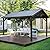 U-MAX 14' x 12' Hard-Top Gazebo, Wood Gazebo, Arlington Polycarbonate Pyramid Hip Roof for Garden, Backyard, Black-Brown Roof and Natural Wood Frame, Coffee
