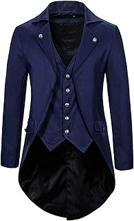 MILAX Halloween Costumes for Men Steampunk Vintage Victorian Frock Coat Costume Halloween Party Cosplay Uniform Classic Punk Costume Gothic Victorian Frock Steampunk Coat Vintage Punk Cape Coat