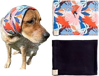 Snoods for Dogs, No Flap Ear Wraps, Quiet Ears for Bath, Soft Fleece Lining, Set of 2 (Large) - Buy now