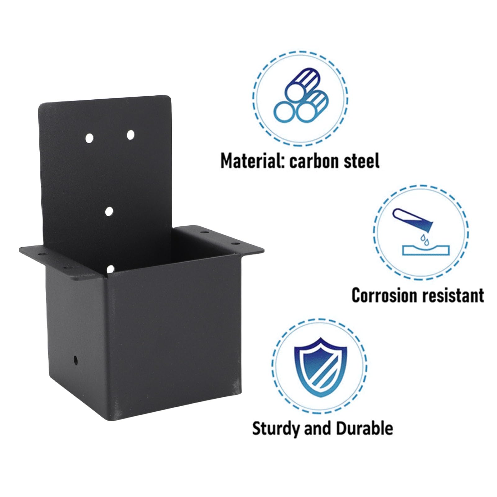 Support de pergola en acier au carbone haute résistance – Support de poteau enduit de poudre noire pour vérandas et cabanes