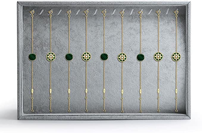 Image of 20 Hooks Sackcloth Jewelry Tray Necklace /Pendant /Long chain Display Showcase Organizer